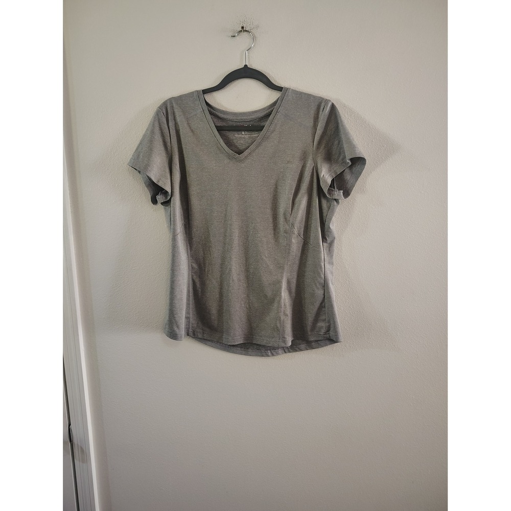 Fila Sport Womens XL‎ Gray V-Neck Short Sleeve Activewear T-Shirt Heathered